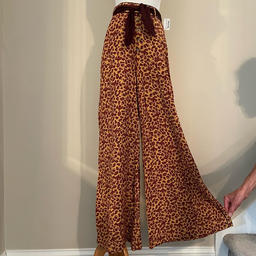 Free People Bennie Wide Leg Pants in Leopard Print, Size 0